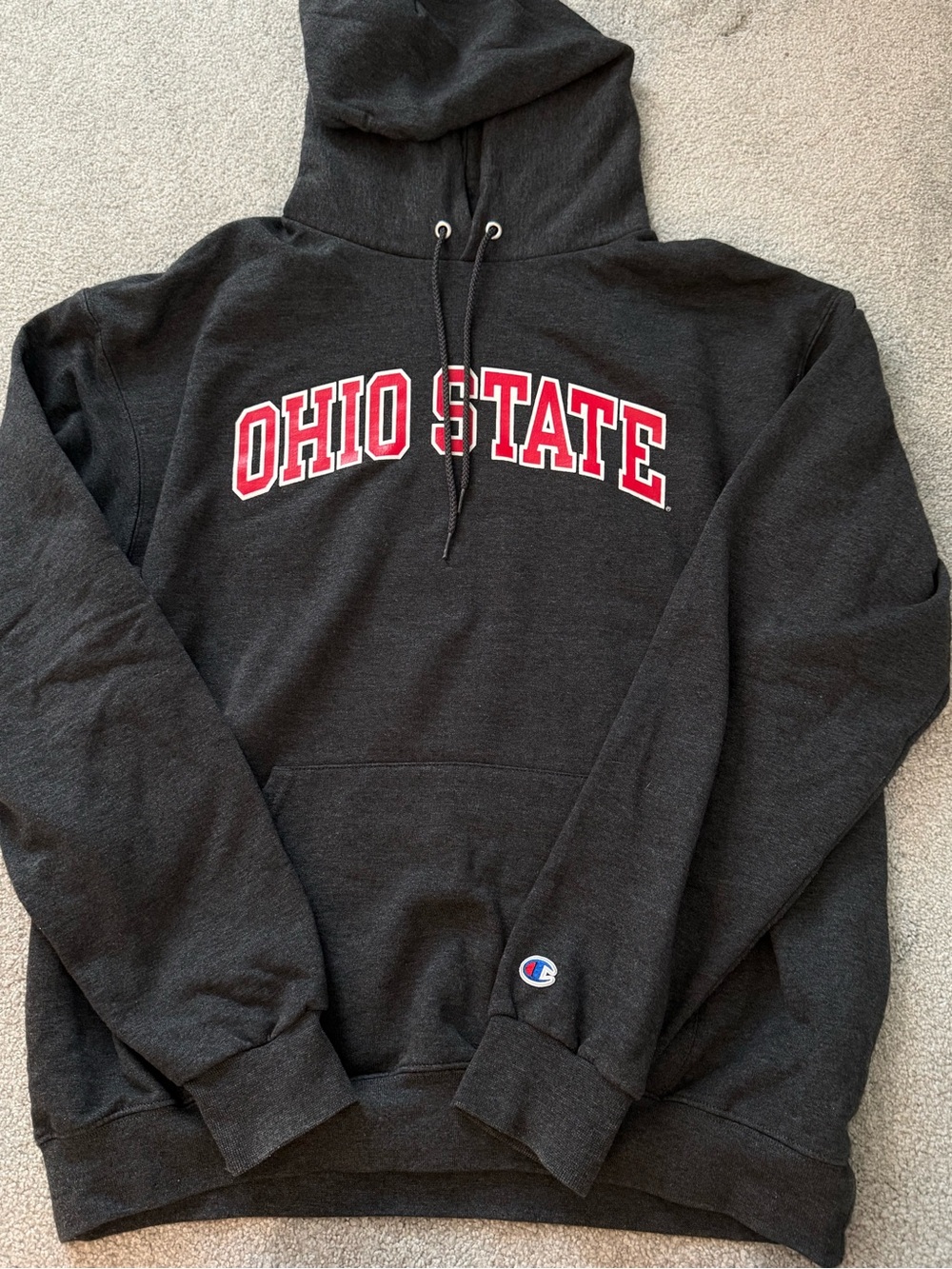 Champion Gray Pullover Hoodie with Logo Tag